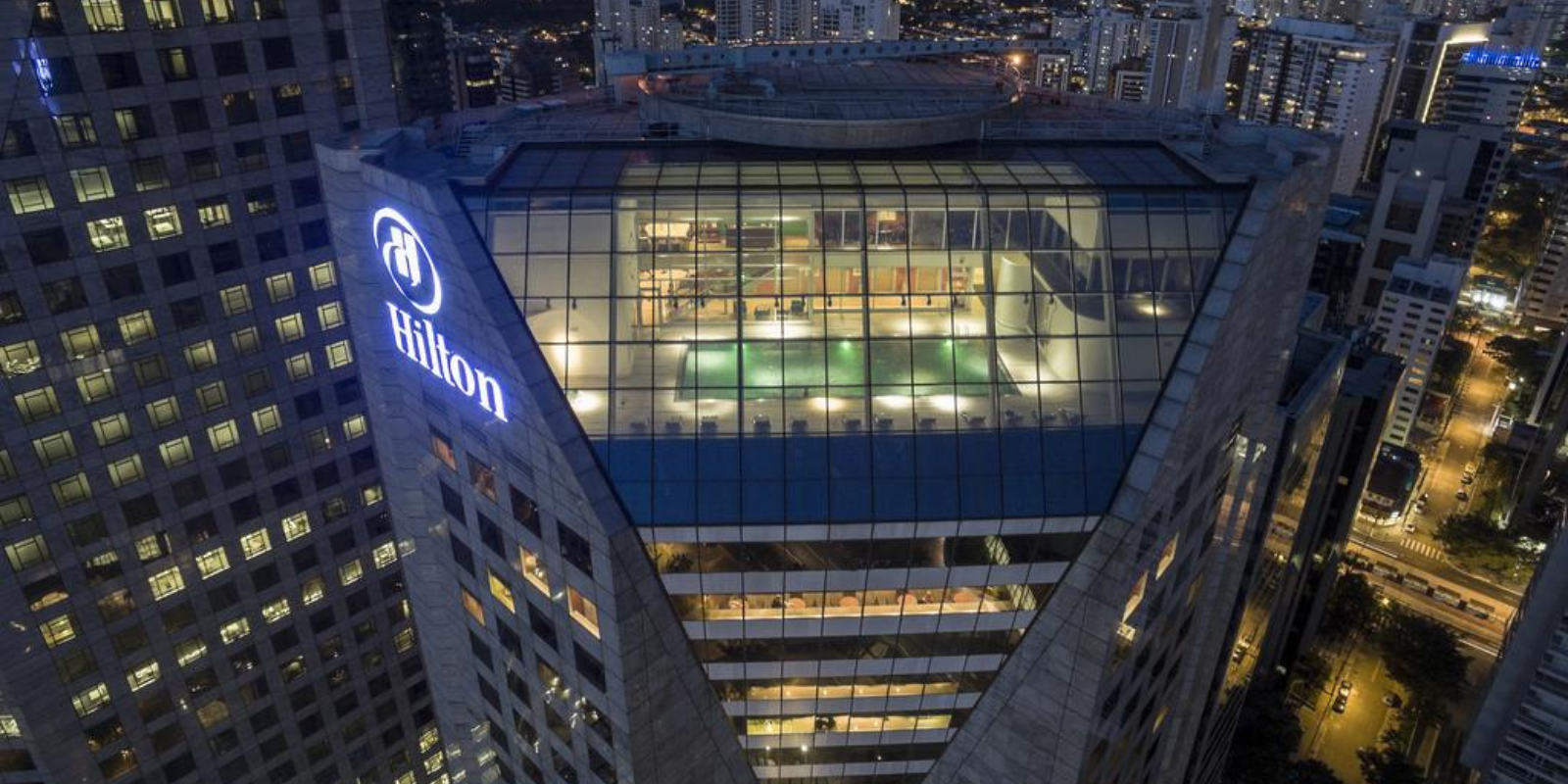 Visão de cima do hotel Hilton Morumbi em São Paulo