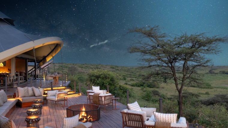 Mahali Mzuri - Fire Pit at night