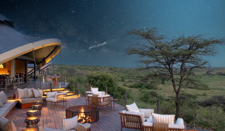 Mahali Mzuri - Fire Pit at night