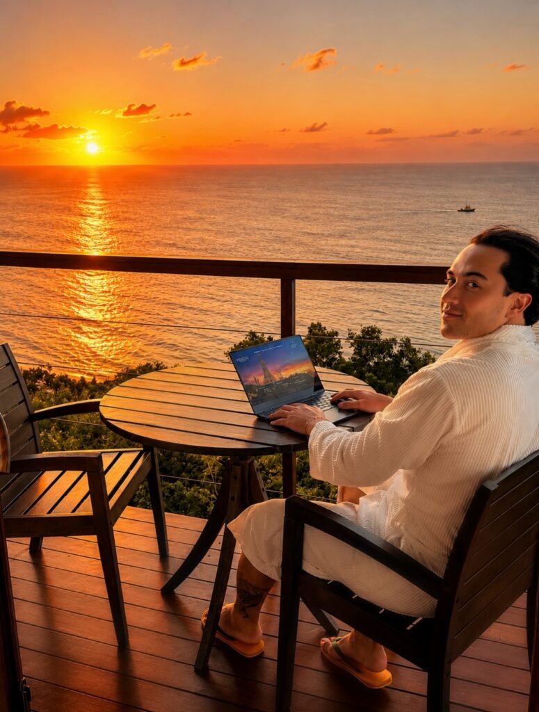Vinicius Belo na Pousada Ecológica Akanã | Pôr do Sol | Fernando de Noronha | Foto: Check Hotels