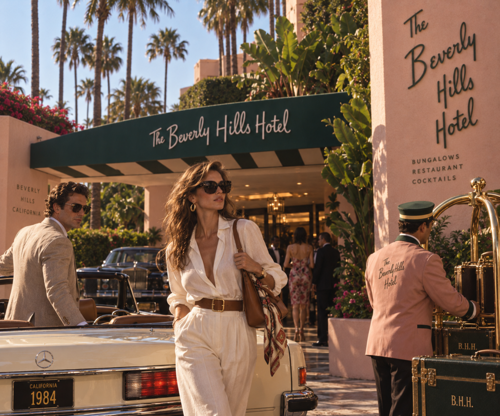 The Beverly Hills Hotel | Anos 80 | Foto: IA